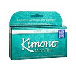 Latex Condom Kimono MicroThin with Aqua Lube 3 ct