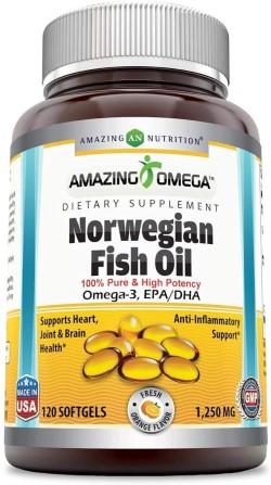 Amazing Omega Norwegian Fish Oil 1250 mg Orange 120 softgel