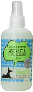 SHEA BUTTER HOT SPOT & ITCH RELIEF WITH TEA TREE OIL SPRAY FOR DOGS & PUPPIES, NATURAL SCENT 8 OZ
